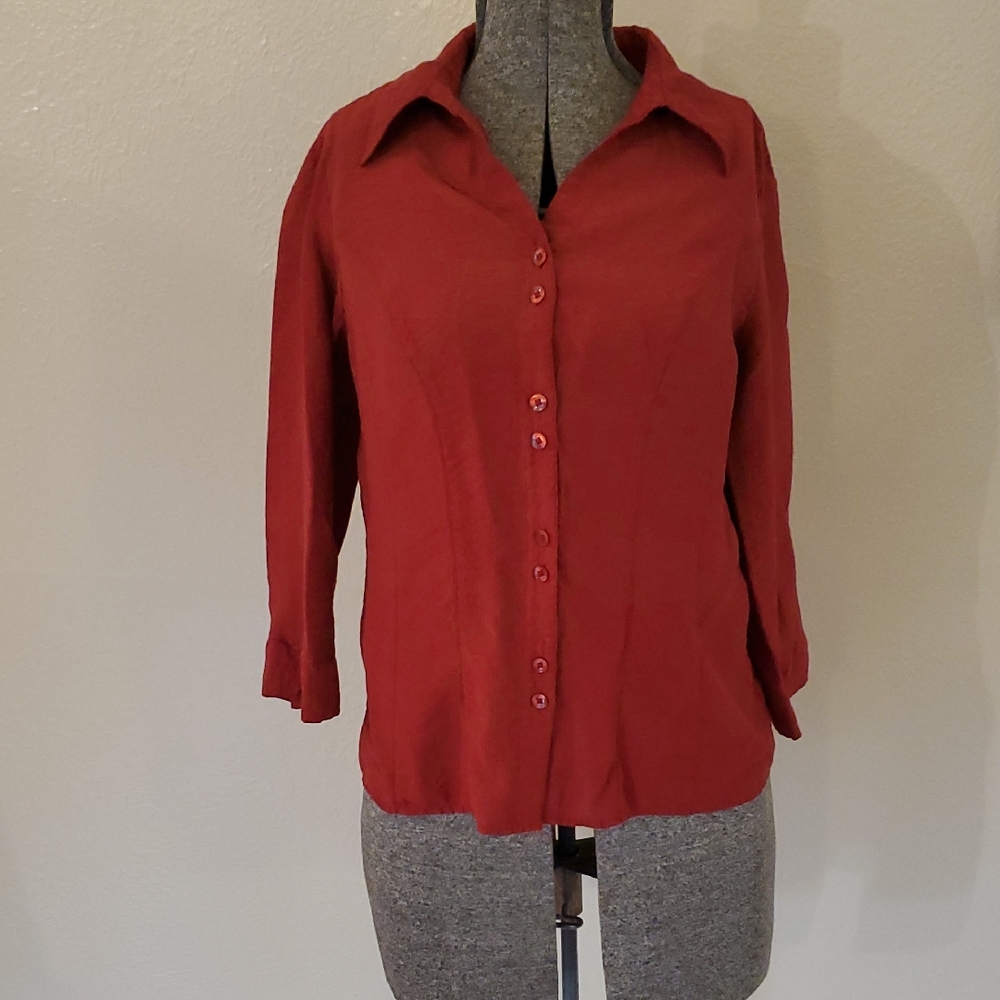 dressbarn Women's Scarlet Button-Down Shirt